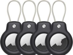 SPGUARD Compatible with Apple AirTag Secure Holder with Wire Cable, 4 Pack Air Tag Lock Case Keychain Key Ring Key Chain Luggage tag for Keys, Luggage & More Men Women’s Keyrings & Keychains