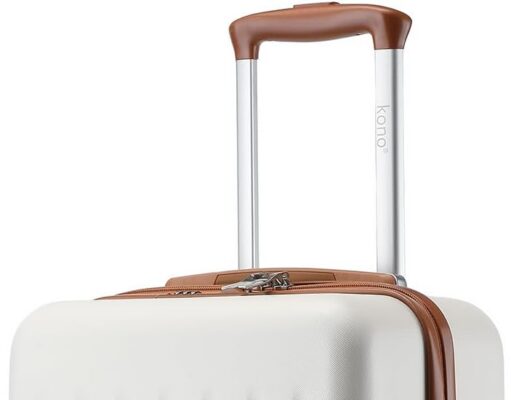 Kono Small Carry on Suitcase 20 Inch Hardside Carry on Luggage Suitcase with Spinner Wheels, Lightweight Rolling Cabin Suitcase for Airplanes Travel (Cream White, For 1-3 Days Travel)