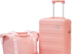 imiomo Carry on Luggage, 20 IN Carry-on Suitcase with Spinner Wheels, Hardside 3PCS Set Lightweight Rolling Travel Luggage with TSA Lock(20″/Pink)