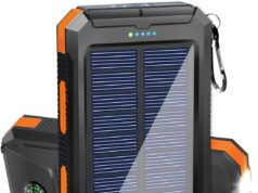 WONGKUO Solar Charger Power Bank – 𝟮𝟬𝟮𝟰 𝙐𝙥𝙜𝙧𝙖𝙙𝙚 36800mAh Solar Phone Charger, QC3.0 Fast Charger with LED Flashlight, IP65 Waterproof Portable Power Bank for Outdoor Activities