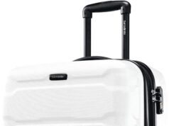 Samsonite Omni PC Hardside Expandable Luggage with Spinner Wheels, Checked-Medium 24-Inch, White
