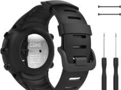 MoKo Suunto Core Watch Band, Classic Replacement Soft Wrist Band Strap with Metal Clasp for Suunto Core Smart Watch, Fits 5.51″-9.06″ (140mm-230mm) Wrist, All Black