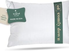 Goose Down Travel Pillow – Filled with 800 Fill Power European Goose Down, Egyptian 300 Thread Count 100% Cotton Cover for Plane car & Home – Made in USA (12×16)