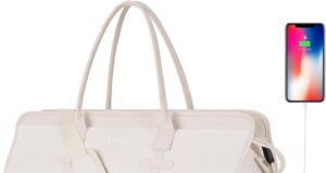 ETRONIK Weekender Overnight Bags for Women, Large Travel Duffle Bags with Shoe Compartment & Wet Pocket, Carry On Tote Bag Gym Duffel Bag with Toiletry Bags for Hospital 3 Pcs Set, Large Size, Beige