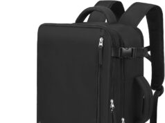 Hanples Travel Backpack for Women Men, Large Carry On Person Item Backpack Flight Approved, 17.3 In Laptop Bag, Waterproof anti theft Casual Hiking Bag (Black)