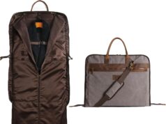 Garment Bags for Travel Leather Canvas Suit Bag with Extended Design Computer Compartment