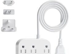 European Plug Adapter, Unidapt US to UK Europe Power Strip for EU/UK/US with USB C and 4 USB Ports, 3 AC Outlets, Wall Mountable, 5ft Extension Cord, for Travel Cruise Ship Home