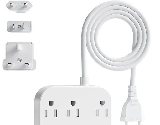 European Plug Adapter, Unidapt US to UK Europe Power Strip for EU/UK/US with USB C and 4 USB Ports, 3 AC Outlets, Wall Mountable, 5ft Extension Cord, for Travel Cruise Ship Home