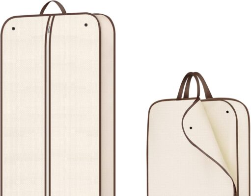 MISSLO 60″ Foldable Garment Bags for Travel for Women Dress Bags for Gowns Long Hanging Bag for Closet Storage Dress Protector Bag for Gowns, Suits, Coats, Beige