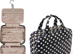 BAGSMART Toiletry Bag Travel Bag with Hanging Hook, Water-resistant Makeup Cosmetic Bag Travel Organizer for Accessories, Shampoo, Full Sized Container, Toiletries