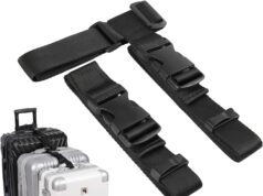 Vigorport Luggage Connector, Straps for Suitcase, Add A Bag Adjustable Attachment Accessories 1.25″ Endless for Connect Your 3 Luggage Together-2 Pack Black-Extended Size