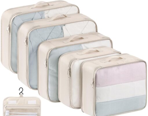 DIMJ Packing Cubes for Travel – 8 Pcs Lightweight Travel Cubes for Packing, Mesh Travel Packing Cubes Travel Packing Organizers with Large Toiletries Bag