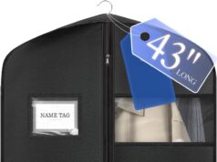 HOTOR Garment Bag for Travel – 43” Heavy-Duty Garment Bag with Pockets, Portable Garment Bag for Hanging Clothes, Foldable & Dust-Proof Suit Bag for Gowns, Coats, Shirts and Dresses, Large