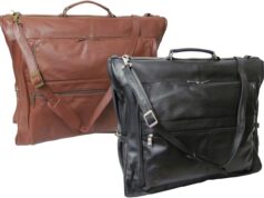 Leather Three-suit Garment Bag – Black (#2435-0)