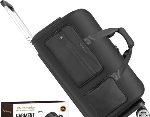 Rolling Garment Bags for Travel, Convertible Weekender Bags With Wheels, Waterproof Garment Duffel Bag with Shoe Compartment and Back Strap