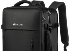 Kellyon Travel Backpack for Men Women Flight Approved, Personal Item Backpack, 17 Inch Carry on Backpack Bag Luggage, Expandable Laptop Backpack for Weekender Overnight, Black