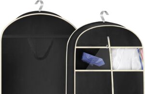 MISSLO 43″ Gusseted Travel Garment Bag with Accessories Zipper Pocket Breathable Suit Garment Cover for Shirts Dresses Coats, Black
