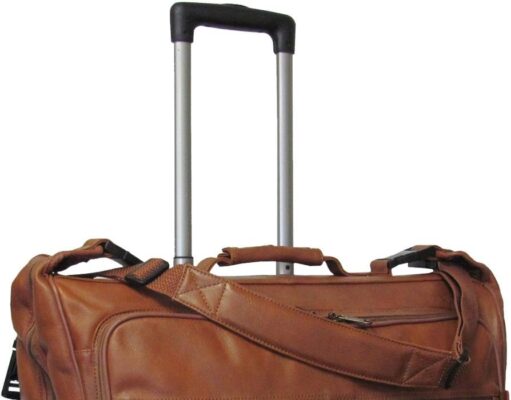 Rolling Leather Garment Bag (Brown) (#2482-2)