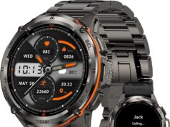 KOSPET Tank T3 Ultra GPS Smart Watch for Men-Pressure/Altitude/Compass, 480mAh Extra-Large Battery, Stainless Steel Body Rugged Military Smartwatch Make/Answer Call, 5ATM Waterproof (2 Bands)