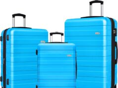 Zebra Light Weight Hardside Expandable Luggage Spinner Wheels Suitcase W/TSA Lock, Blue, 3 Piece Set