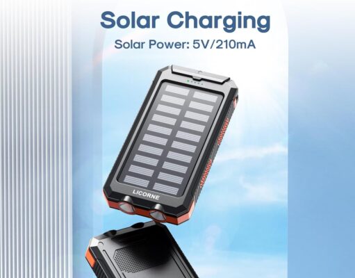 Solar Charger Power Bank Fast Charging – 30000mAh Portable Solar Phone Battery Panel Charger, QC3.0 Dual USB Port Battery Pack Charger for All Cell Phones & Electronic Devices (Orange)