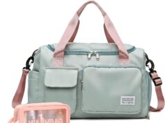 Small Gym Bag for Women, Travel Duffle Bag Carry On Weekender Bag with Shoe Compartment
