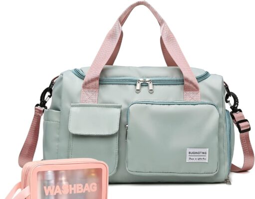 Small Gym Bag for Women, Travel Duffle Bag Carry On Weekender Bag with Shoe Compartment