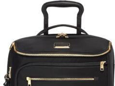 TUMI – Voyageur Leger International Carry-On – Travel Luggage for Men & Women – Roller Suitcase with USB-C Charging Port – Black & Gold