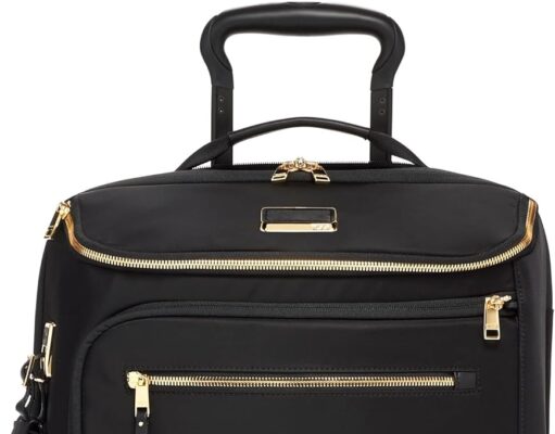 TUMI – Voyageur Leger International Carry-On – Travel Luggage for Men & Women – Roller Suitcase with USB-C Charging Port – Black & Gold