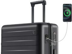 Checked Luggage 24 Inch with USB Port, Large Suitcases with Spinner Wheels, Check-in Medium Hard Shell Bags, TSA Lock for 5-7 Days Travel (65L, Pirate Black, Rhine Pro Plus)