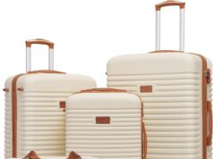 Coolife Suitcase Set 3 Piece Luggage Set Carry On Travel Luggage TSA Lock Spinner Wheels Hardshell Lightweight Luggage Set(White, 5 piece set)