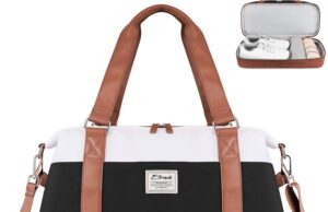 Travel Duffel Bag, ETRONIK Gym Bag for Women with Shoes Compartment & Wet Pocket, Carry On Weekender Bag with Toiletry Bag, Overnight Bag for Hospital, Yoga, Sports (Brown)