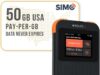 SIMO Solis 5G WiFi Mobile Hotspot + 50GB US Data Card, Local and International Coverage Router, Multi-Carrier Access, No Contract or SIM Card Required, 16 Connected Devices, 1GB/Month Lifetime Data