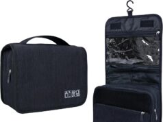 Large Capacity Toiletry Bag Travel Bag with Hanging Hook for Men and Women Waterproof Travel Cosmetic Bag Bathroom Storage Bag for Brushes Set,Full-Sized Shampoo,Toiletries,Accessories-Black