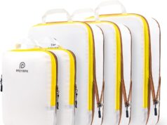 Lightweight Compression Packing Cubes for Suitcases, Compressible Expandable Travel Packing Organizer with Clear Toiletries and Backpack Bag, Travel Essentials for Carry on Luggage 7 Set