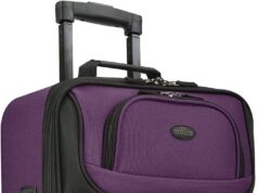 U.S. Traveler Lightweight Softside Suitcase, Rolling 20″ Carry On Luggage, Purple, Single
