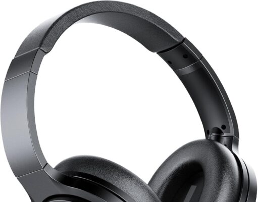 Active Noise Cancelling Headphones, Over Ear Bluetooth Headphones Wireless Bluetooth 5.3 with Mic, 65Hrs Playback, Deep Bass, Memory Foam Ear Cups, 3.5MM Cable, for Travel, Home Office(Black)