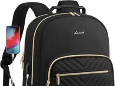 LOVEVOOK Laptop Backpack Purse for Women, Work Travel Computer Bags, College School Backpack for Student Girl, Quilted Casual Daypack with USB Port, Fit 15.6 Inch Laptop, Black