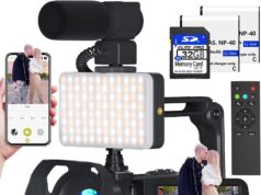 Video Camera 8k Camcorder 48MP UHD WiFi IR Night Vision Vlogging Camera for YouTube, 18X Digital Zoom 3.0“ LCD Screen Digital Camera with Microphone, 32G SD Card, Remote Control and 2 Batteries