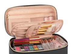 OCHEAL Small Cosmetic Bag,Portable Cute Travel Makeup Bag for Women and girls Makeup Brush Organizer cosmetics Pouch Bags-Black