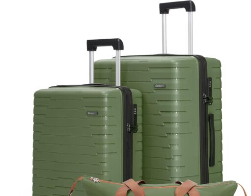 Luggage Sets 4 Piece, Suitcases with Wheels, PP Hard Case Luggage with Upgraded Shock-absorbing Spinner Wheel&TSA Lock, Carry On Luggage Set