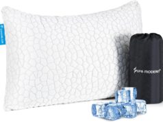 SUPA MODERN Cooling Bed Pillows for Sleeping 1 Pack Shredded Memory Foam Pillows Adjustable Cool Pillow for Side Back Stomach Sleepers Luxury Gel Pillows Camping Pillow with Washable Removable Cover