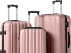 Karl home Luggage Set of 3 Hardside Carry on Suitcase Sets with Spinner Wheels & TSA lock, Portable Lightweight ABS Luggages for Travel, Business – Rose Gold (20/24/28)