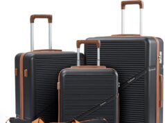 5-Piece Luggage Set 22x14x9 Airline Approved, ABS Hard Case Suitcases with Spinner Wheels, TSA Lock, Durable Waterproof Travel Luggage