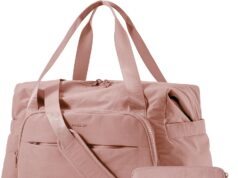 BAGSMART Travel Duffle Bag, Weekender Bags for Women Large Carry on Overnight Bag, Gym Bag with Trolley Sleeve, Personal Item Travel Bag Workout Dance Bag, Dark Pink