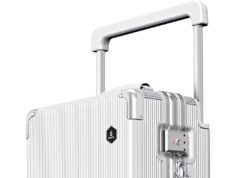 LA SERIES Carry On Luggage 20inch Wide Handle Suitcase, Hardshell with Aluminum Frame, Supper-low noise Spinner Wheels & TSA Lock, Business Travel Carry-On Luggage (002-WHITE)