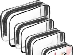 AURUZA 4 Pack Clear Toiletry Bag,Portable Travel Makeup Bags with Zipper, TSA Approved Clear Organizer Bags, PVC Cosmetic Pouch for Airport Airline Compliant