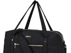 BAGSMART Travel Duffle Bag 31L Quilted Weekender Overnight Bag for Women with Laptop Compartment, Large Carry On Airport Bag with Wet Pocket & Shoe Bag for Travel, Business Trips, Sports(Black)