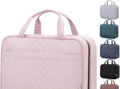 Travel Toiletry Bag for Women, Portable Makeup Cosmetic Bag with Hanging Hook, Travel Essentials 3 in 1 Packing Organizer Travel Bag for Accessories, Shampoo, Full-size Container, Toiletries