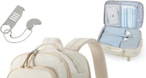 BAGSMART Carry On Travel Backpack, 17 Inch Large Travel backpack Carry On Flight Approved, Anti-theft Personal Item Backpack Travel Bag With Shoe Bag, 30L Water Resistant Casual Daypack, Beige